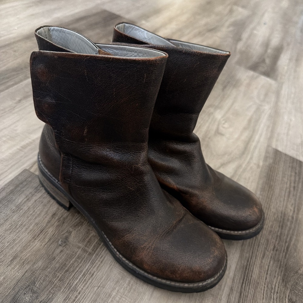 iXOS Women's Distressed Brown Leather Chelsea Boots Sz 38 Vero Cuoio Italy